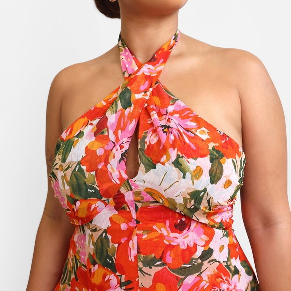 Floral Halter Neck Dress - Picture 4 of 4